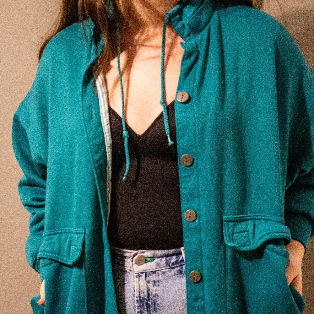 RARE Vintage 90's Be In the Seen Teal Sweater